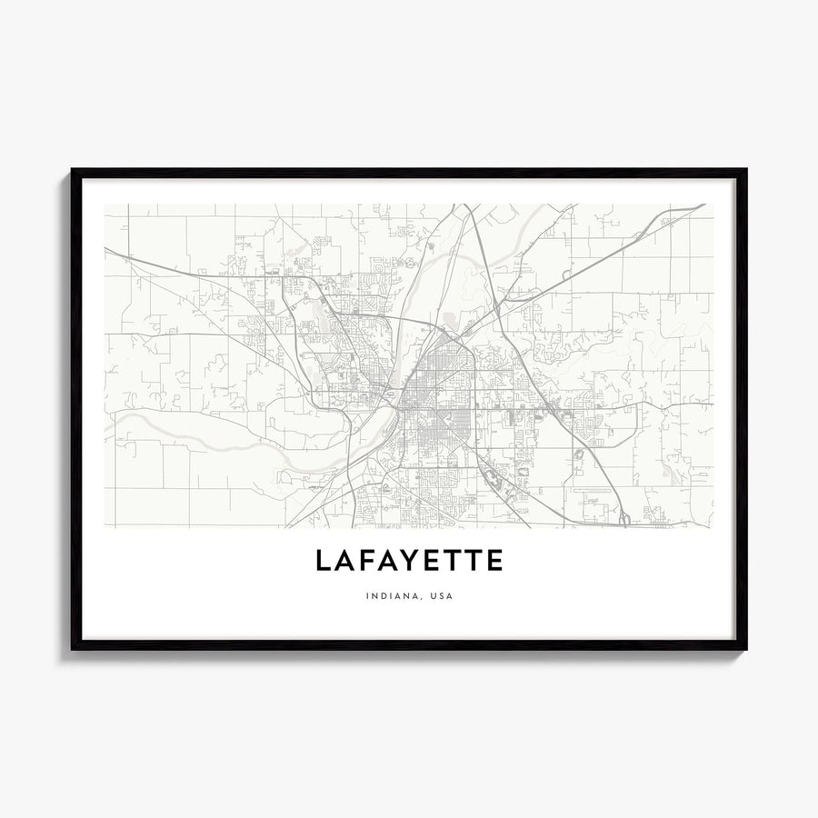 Lafayette, Indiana Map Poster, framed poster mockup