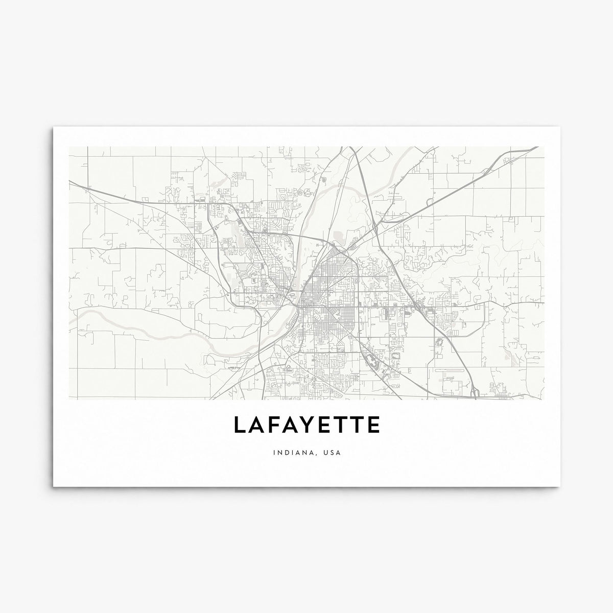 Lafayette, Indiana Map Poster, print only (unframed)