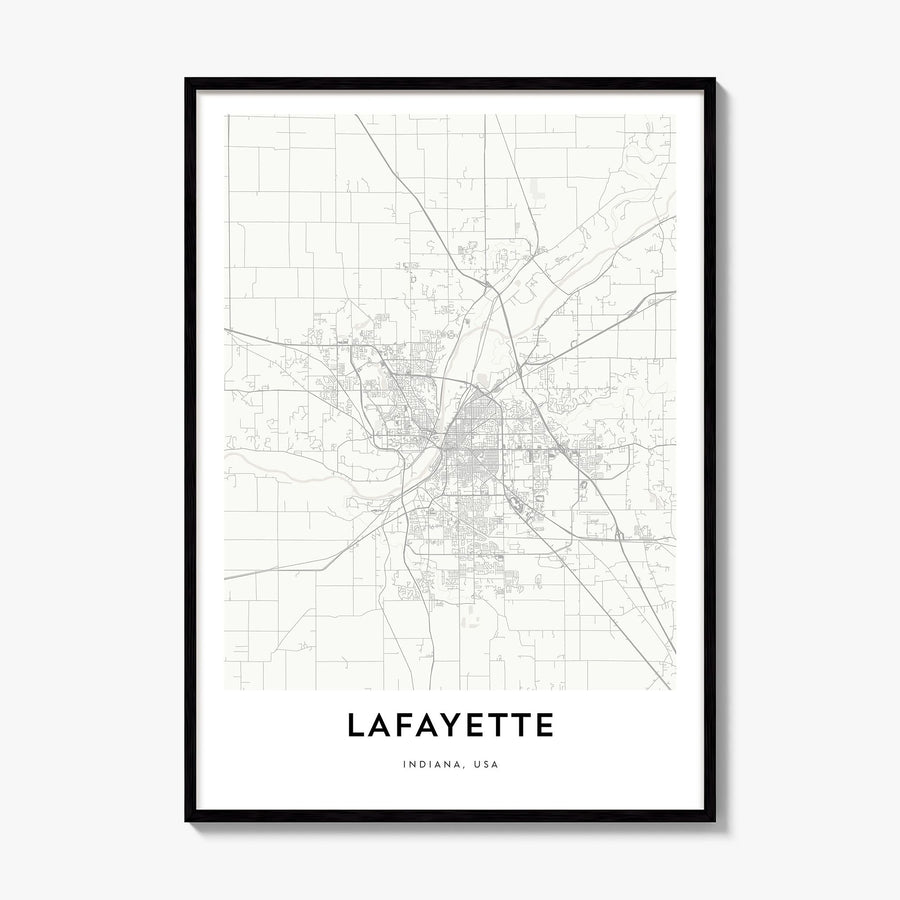Lafayette, Indiana Map Poster, framed poster mockup