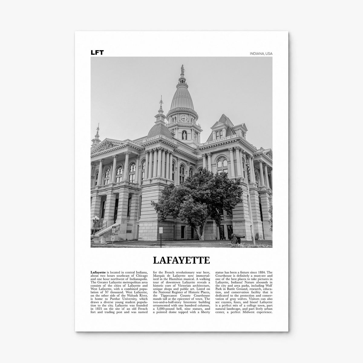 Lafayette, Indiana Newspaper Poster, print only (unframed)