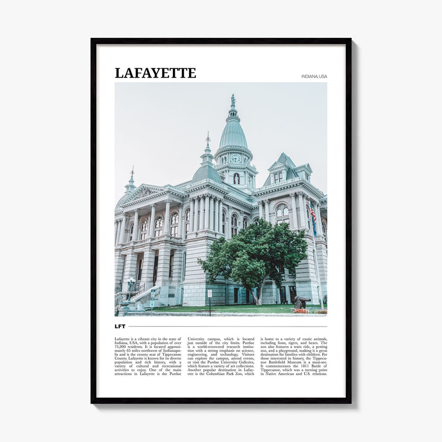 Lafayette, Indiana Travel Poster, framed poster mockup