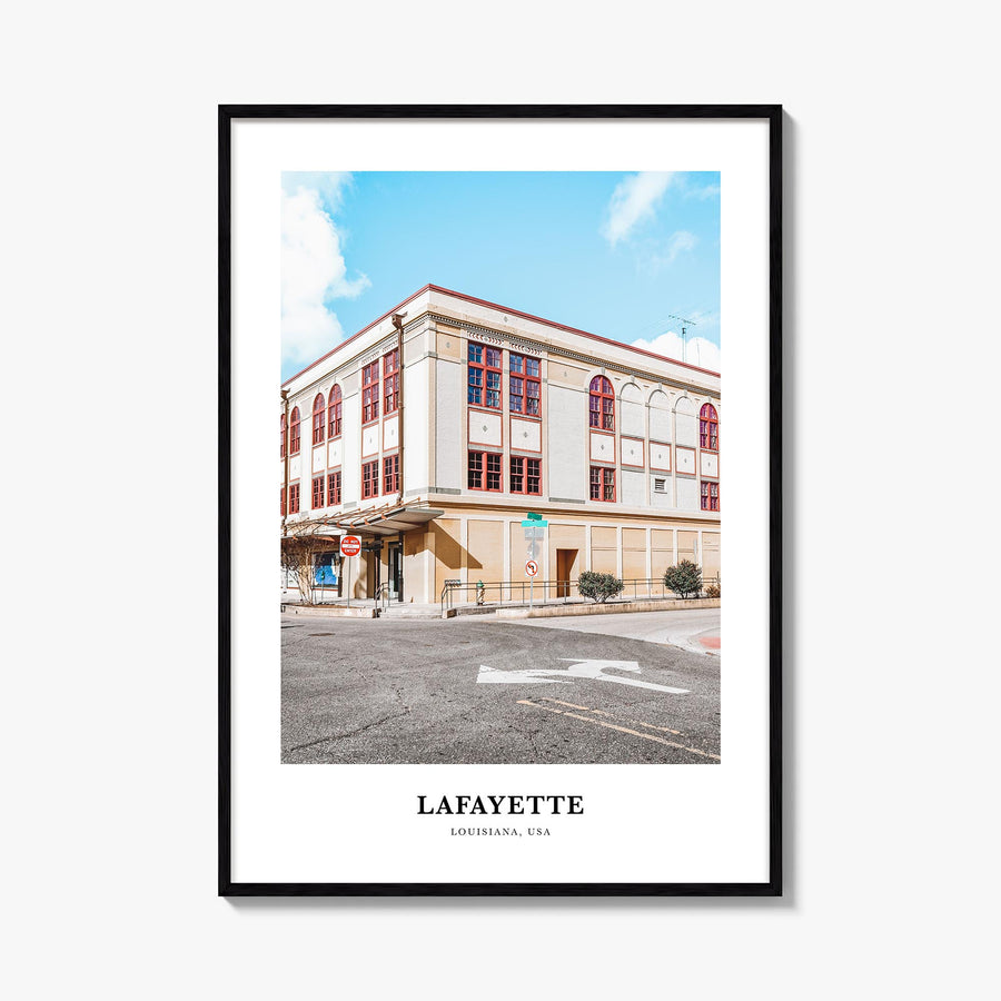 Lafayette, Louisiana colorful classic poster of Louisiana, USA – vertical wall art, unframed print shown in interior mockup