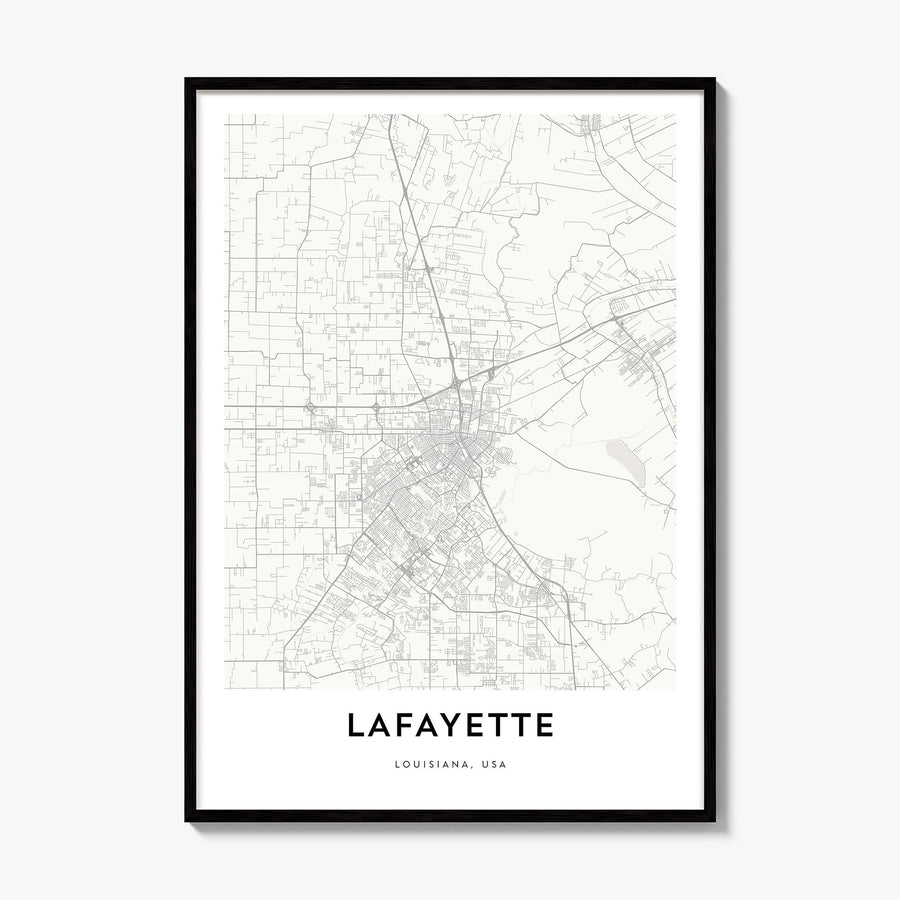 Lafayette, Louisiana Map Poster, framed poster mockup