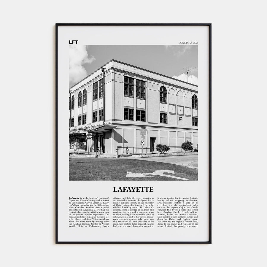 Lafayette, Louisiana Poster None / 8x12 in Nbourhood Travel B&W Poster