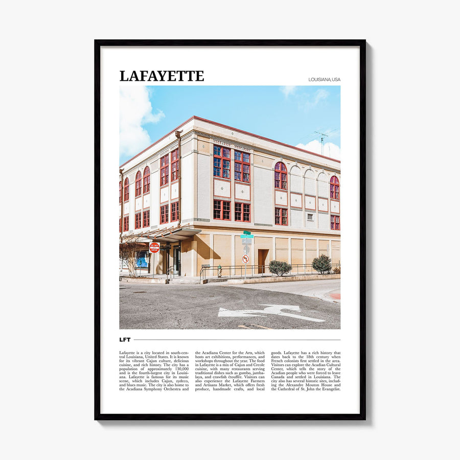 Lafayette, Louisiana Travel Poster, framed poster mockup