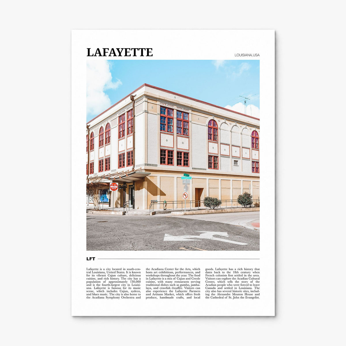Lafayette, Louisiana Travel Poster, print only (unframed)