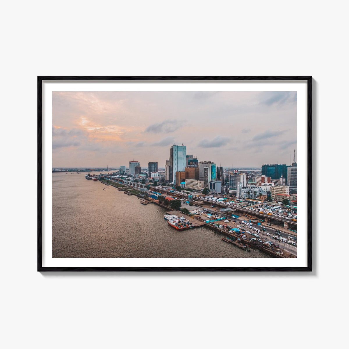 Lagos, Nigeria colorful photo poster of Nigeria – horizontal wall art, unframed print shown in interior mockup