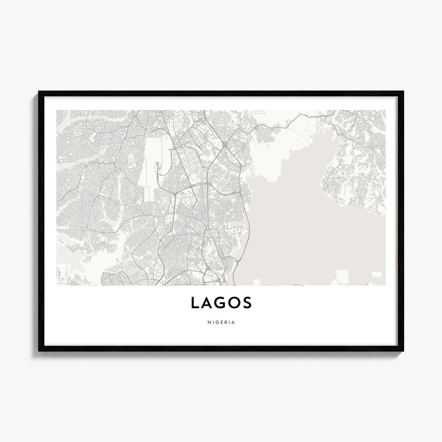 Lagos, Nigeria Map Poster, framed poster mockup