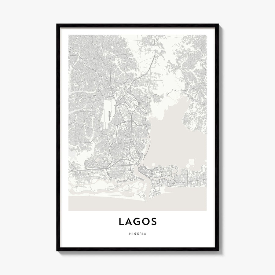 Lagos, Nigeria Map Poster, framed poster mockup