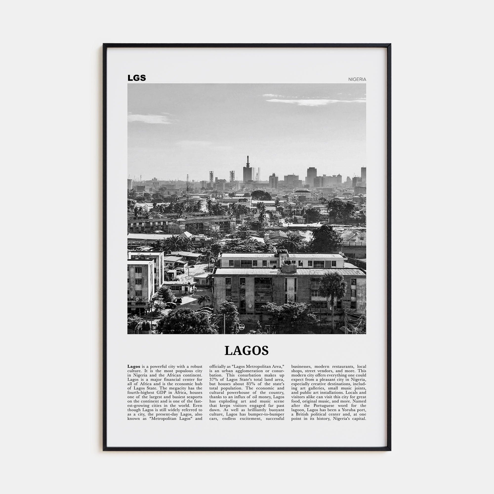 Lagos, Nigeria No 1 Poster None / 8x12 in Nbourhood Travel B&W Poster