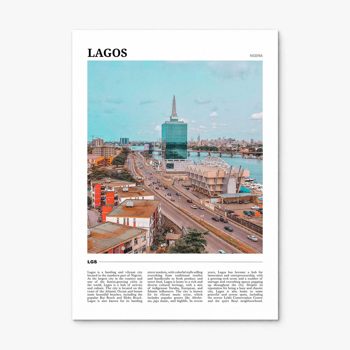 Lagos, Nigeria Travel Poster, print only (unframed)