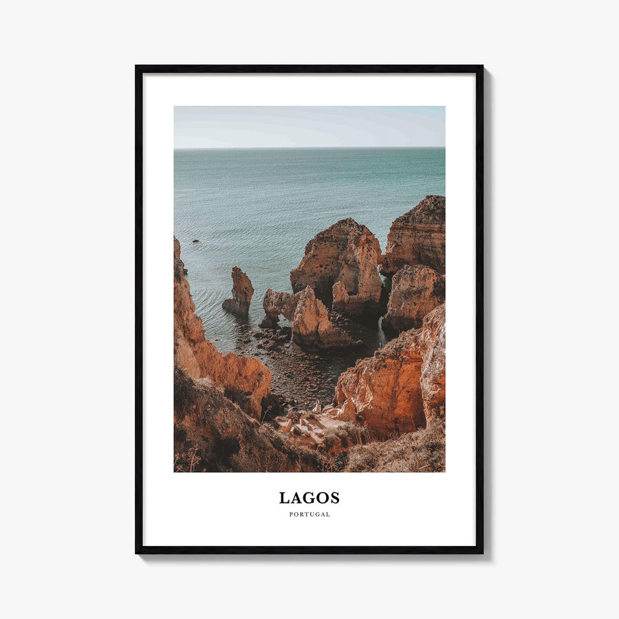 Lagos, Portugal colorful classic poster of Portugal – vertical wall art, unframed print shown in interior mockup