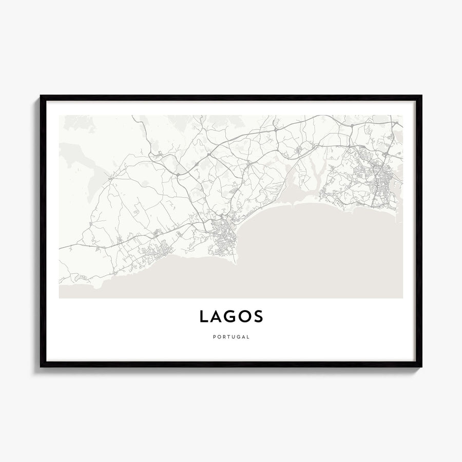 Lagos, Portugal Map Poster, framed poster mockup