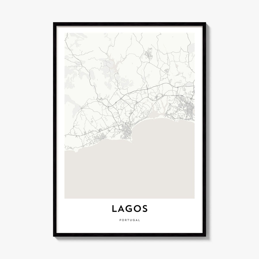 Lagos, Portugal Map Poster, framed poster mockup