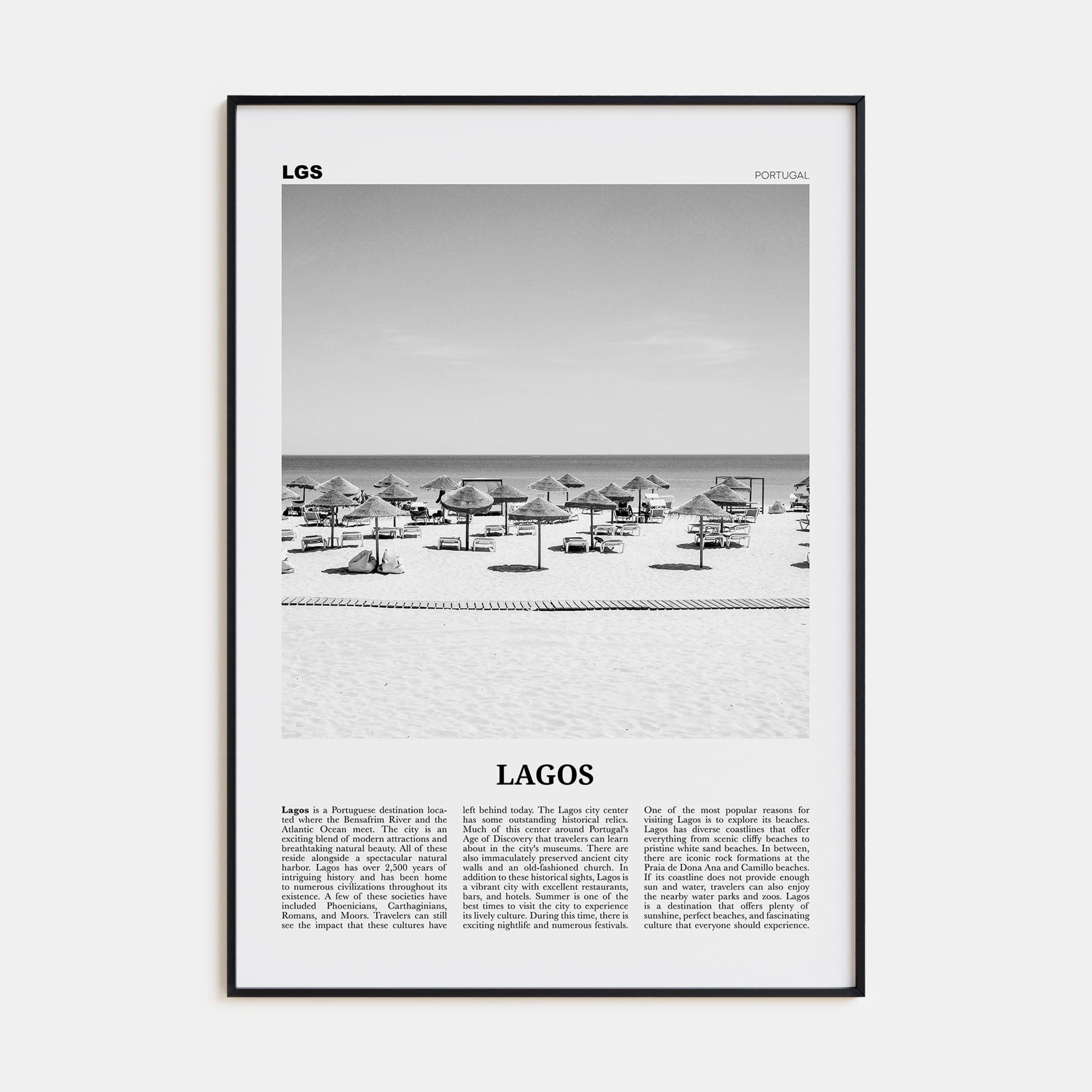 Lagos, Portugal Poster None / 8x12 in Nbourhood Travel B&W Poster