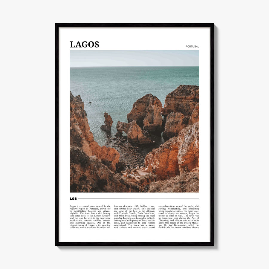 Lagos, Portugal Travel Poster, framed poster mockup