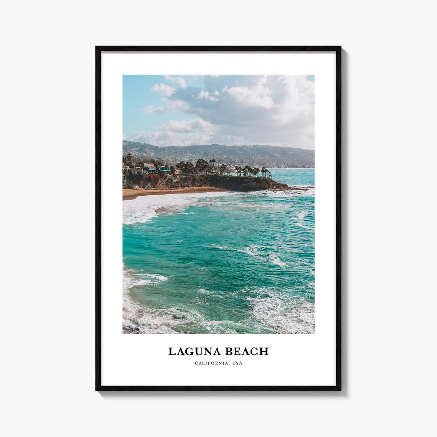 Laguna Beach no. 2 colorful classic poster of California, USA – vertical wall art, unframed print shown in interior mockup