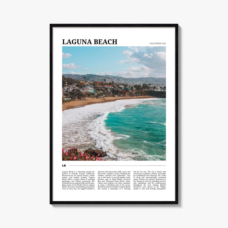 Laguna Beach no. 2 colorful travel poster of California, USA – vertical wall art, unframed print shown in interior mockup