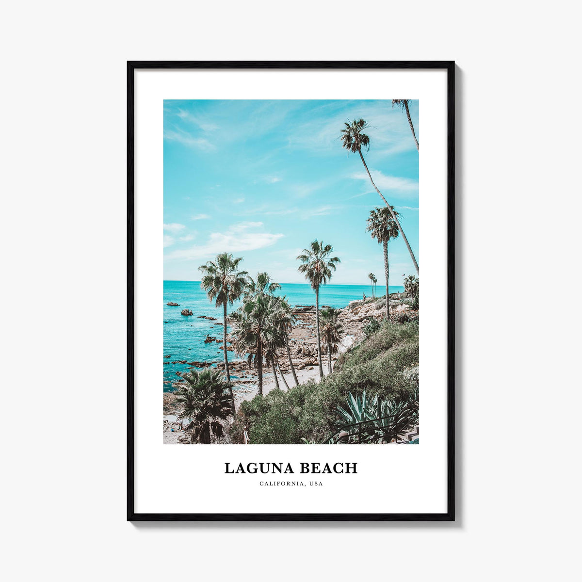 Laguna Beach no. 3 colorful classic poster of California, USA – vertical wall art, unframed print shown in interior mockup
