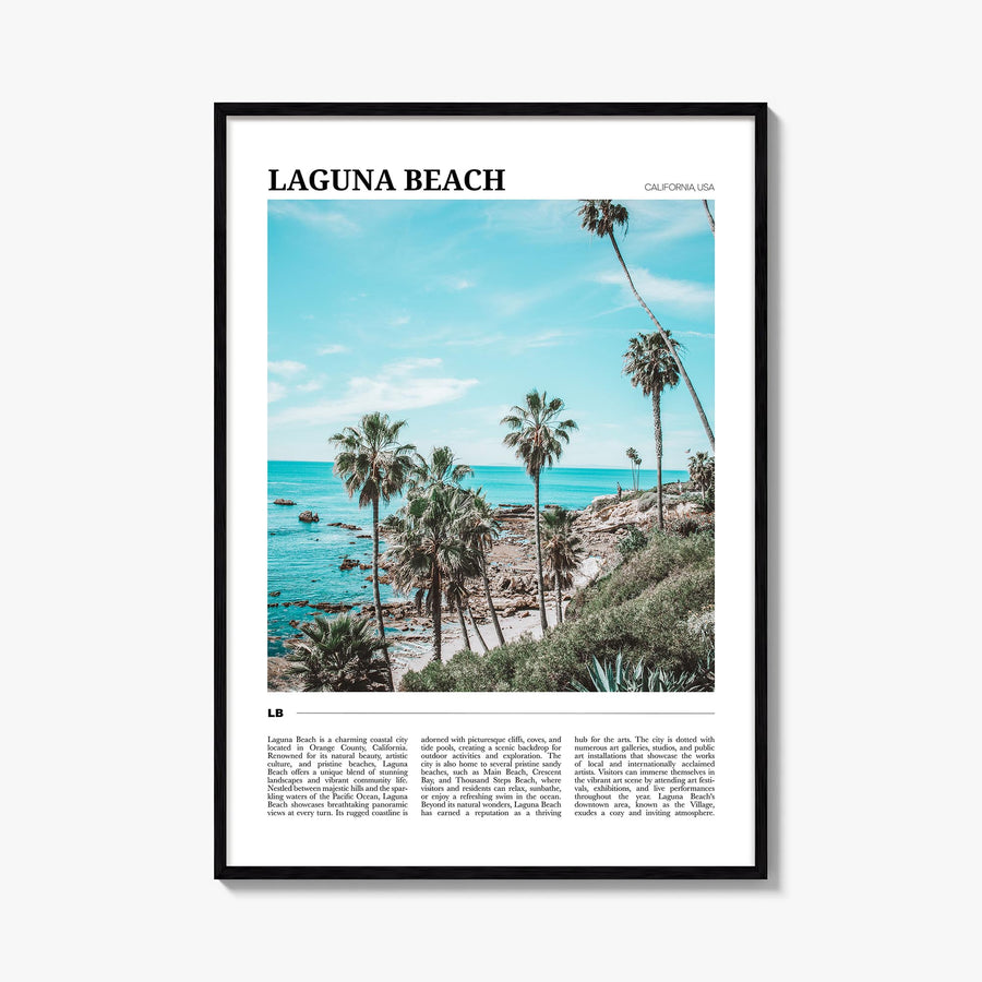 Laguna Beach no. 3 colorful travel poster of California, USA – vertical wall art, unframed print shown in interior mockup