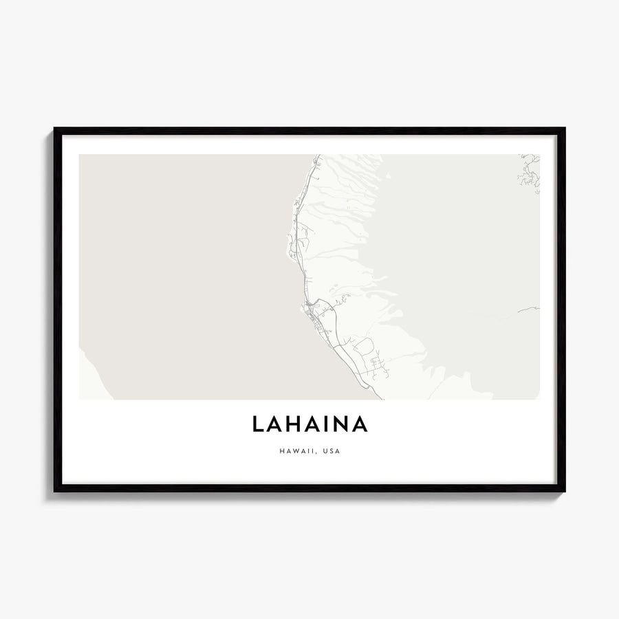 Lahaina Map Poster, framed poster mockup