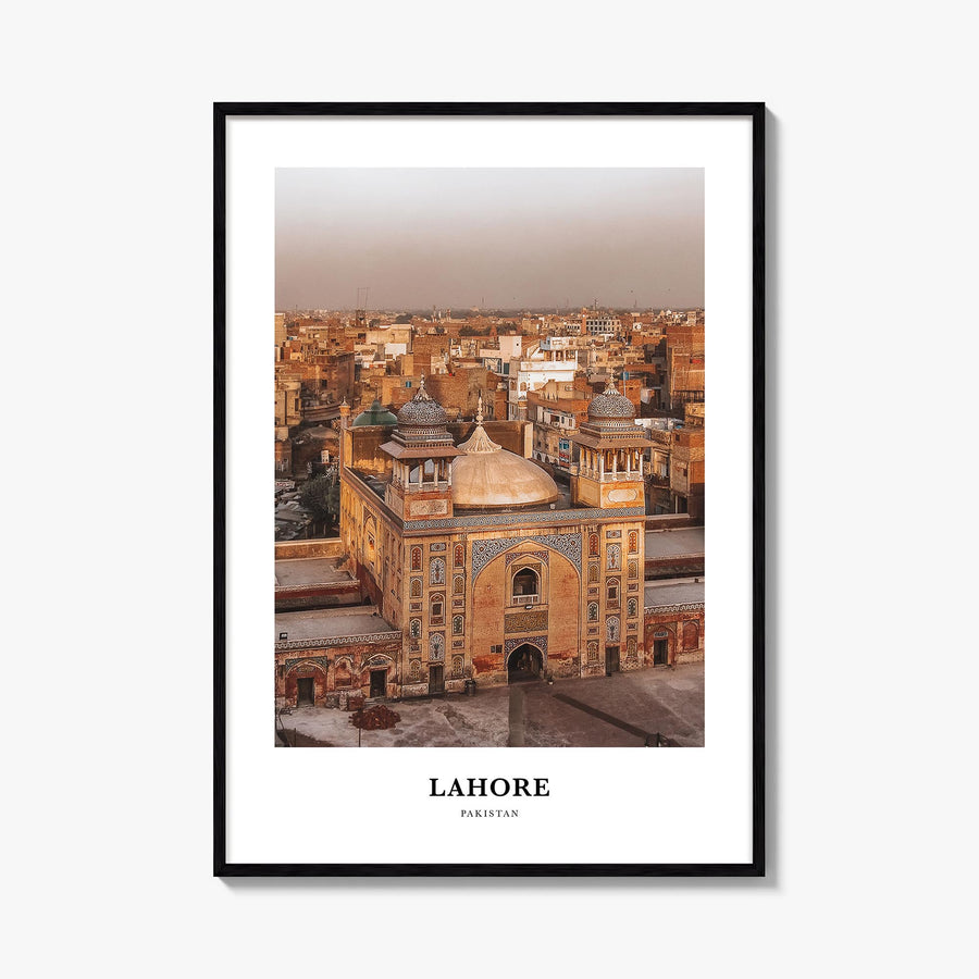 Lahore colorful classic poster of Pakistan – vertical wall art, unframed print shown in interior mockup