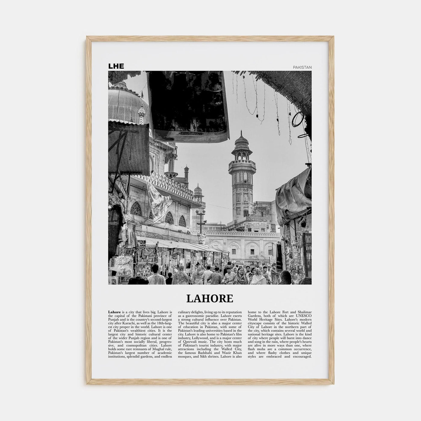 Lahore No 1 Poster Natural Wood / 8x12 in Nbourhood Travel B&W Poster