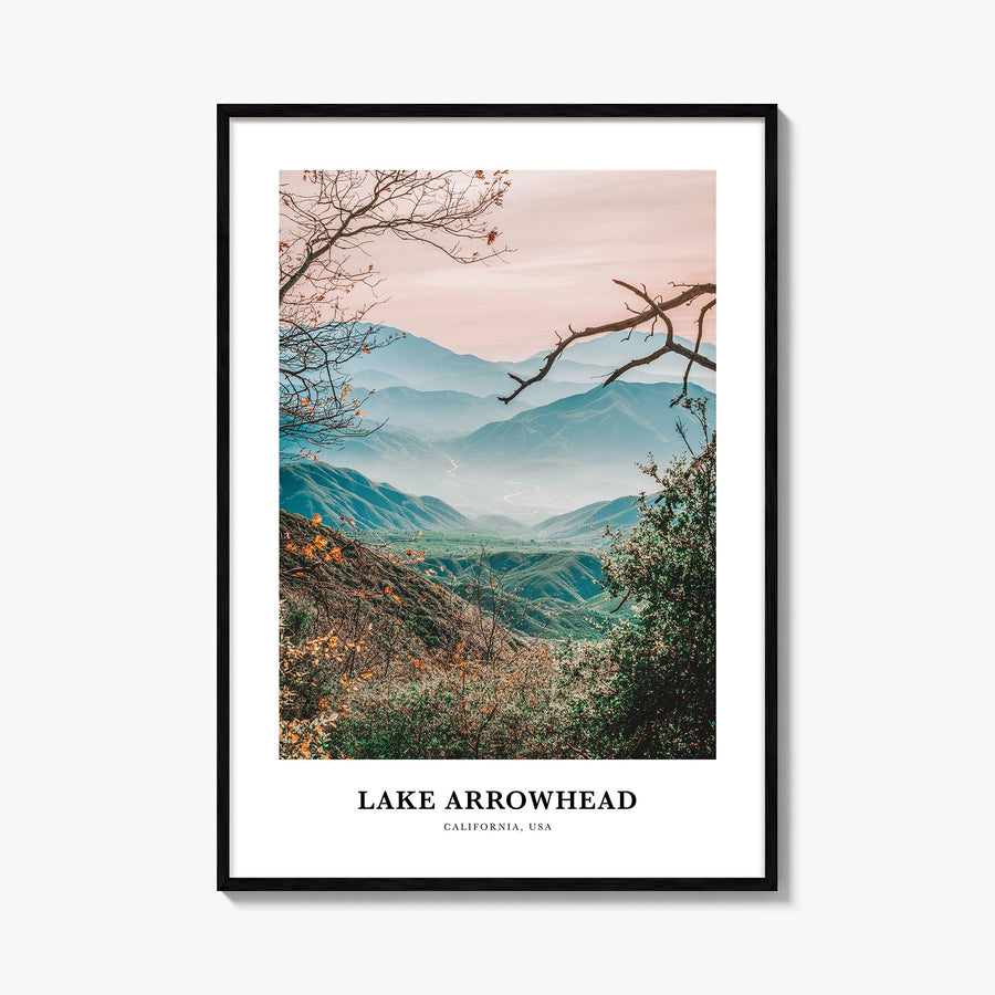 Lake Arrowhead colorful classic poster of California, USA – vertical wall art, unframed print shown in interior mockup