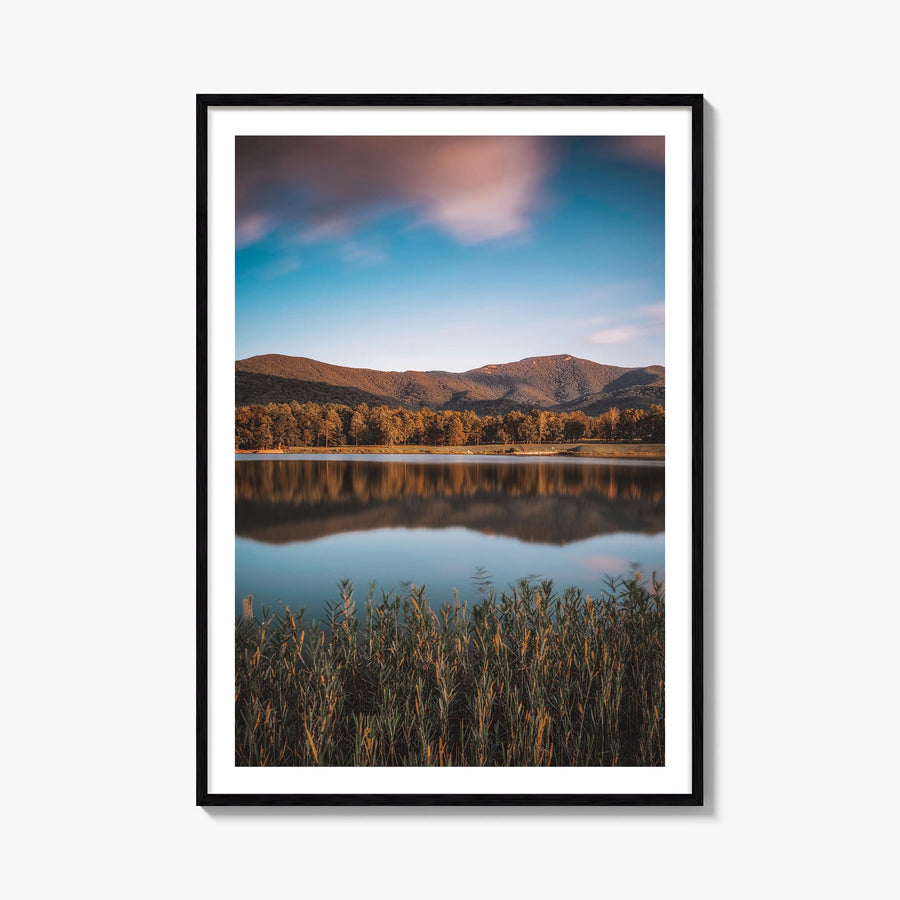 Lake Arrowhead no. 1 colorful photo poster of California, USA – vertical wall art, unframed print shown in interior mockup