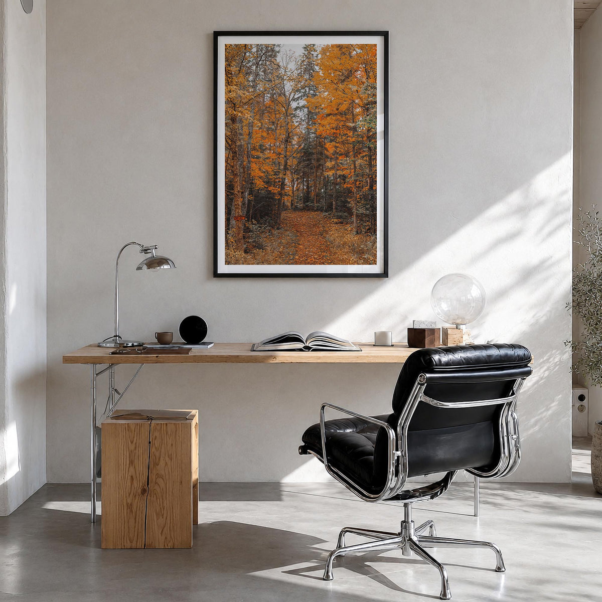 Lake Arrowhead no. 2 colorful photo poster of California, USA – vertical wall art in black wood frame with white border, hang