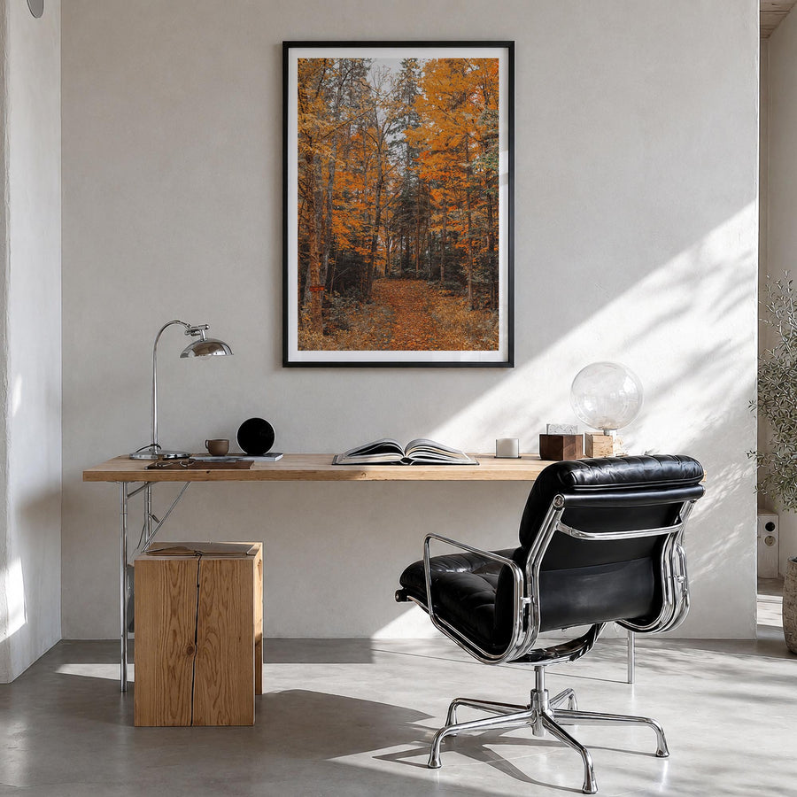 Lake Arrowhead no. 2 colorful photo poster of California, USA – vertical wall art in black wood frame with white border, hang