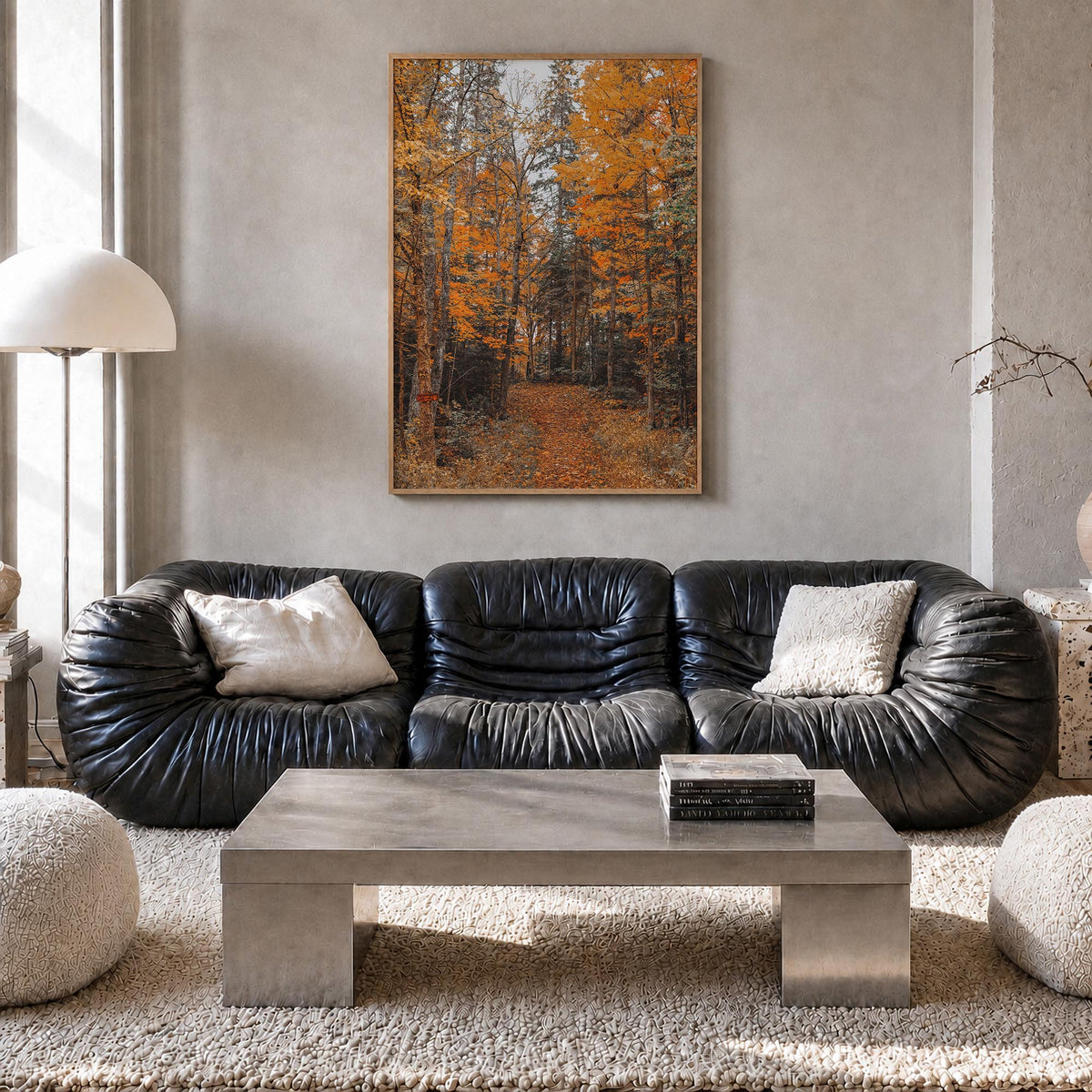 Lake Arrowhead no. 2 colorful photo poster of California, USA – vertical wall art in natural wood frame, hanging on wall