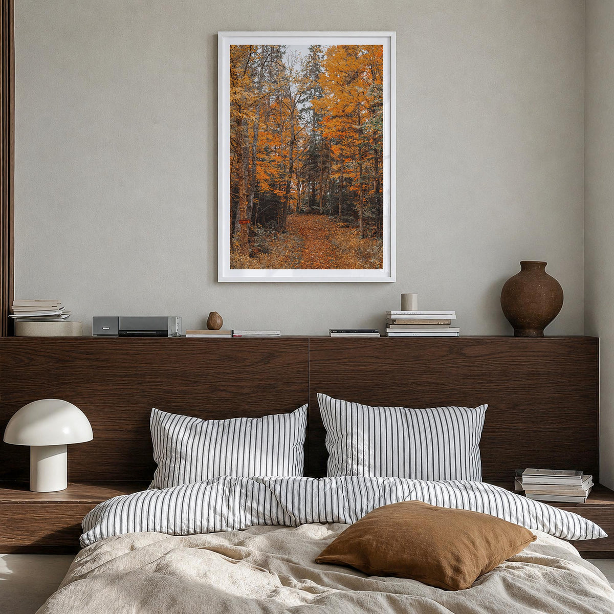 Lake Arrowhead no. 2 colorful photo poster of California, USA – vertical wall art in white wood frame with white border, hang