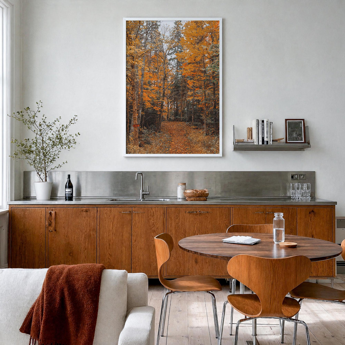 Lake Arrowhead no. 2 colorful photo poster of California, USA – vertical wall art in white wood frame, hanging on wall