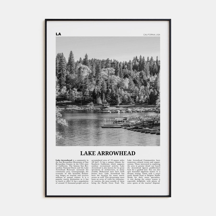 Lake Arrowhead Poster None / 8x12 in Nbourhood Travel B&W Poster