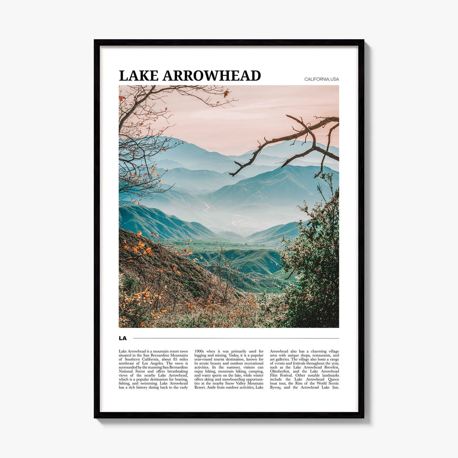 Lake Arrowhead Travel Poster, framed poster mockup