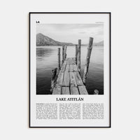 Lake Atitlán Poster Black Metal / 8x12 in Nbourhood Travel B&W Poster