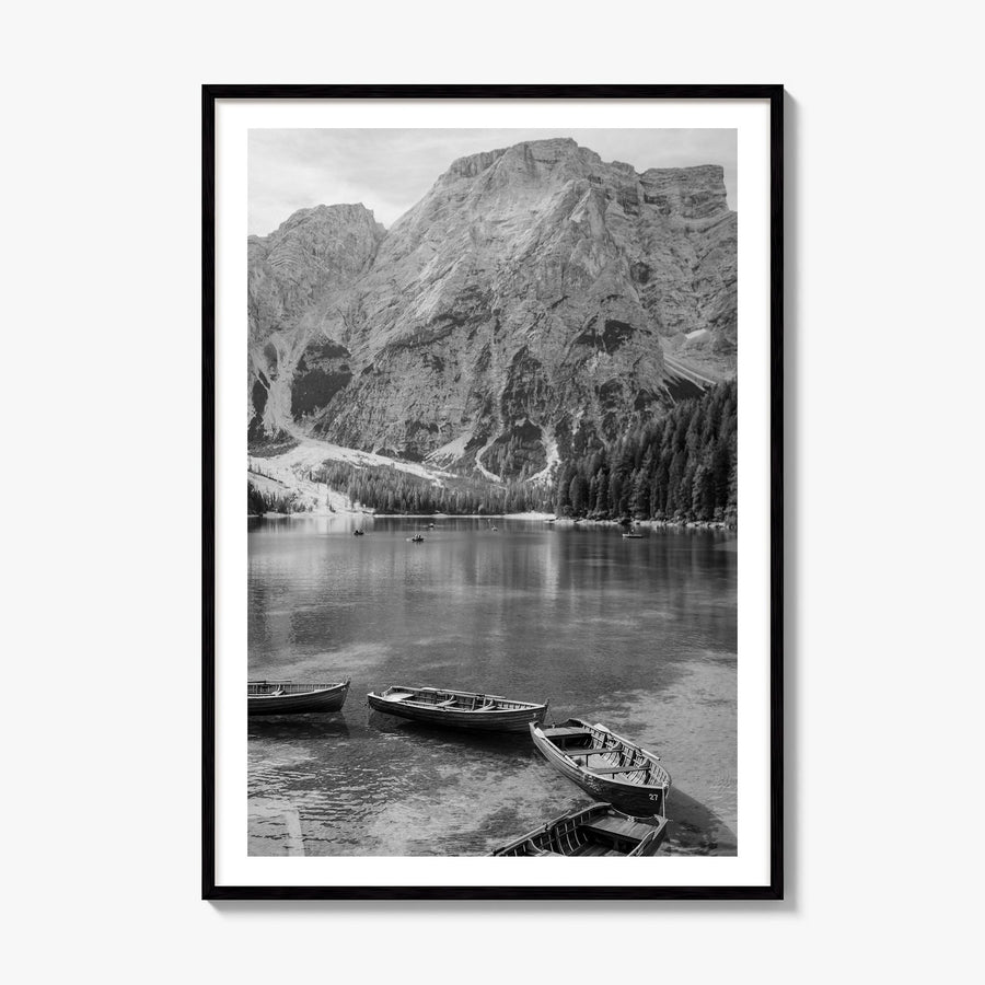 Lake Braies Photo Poster, framed poster mockup, white border