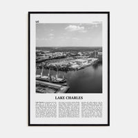 Lake Charles Poster Black Wood / 8x12 in Nbourhood Travel B&W Poster