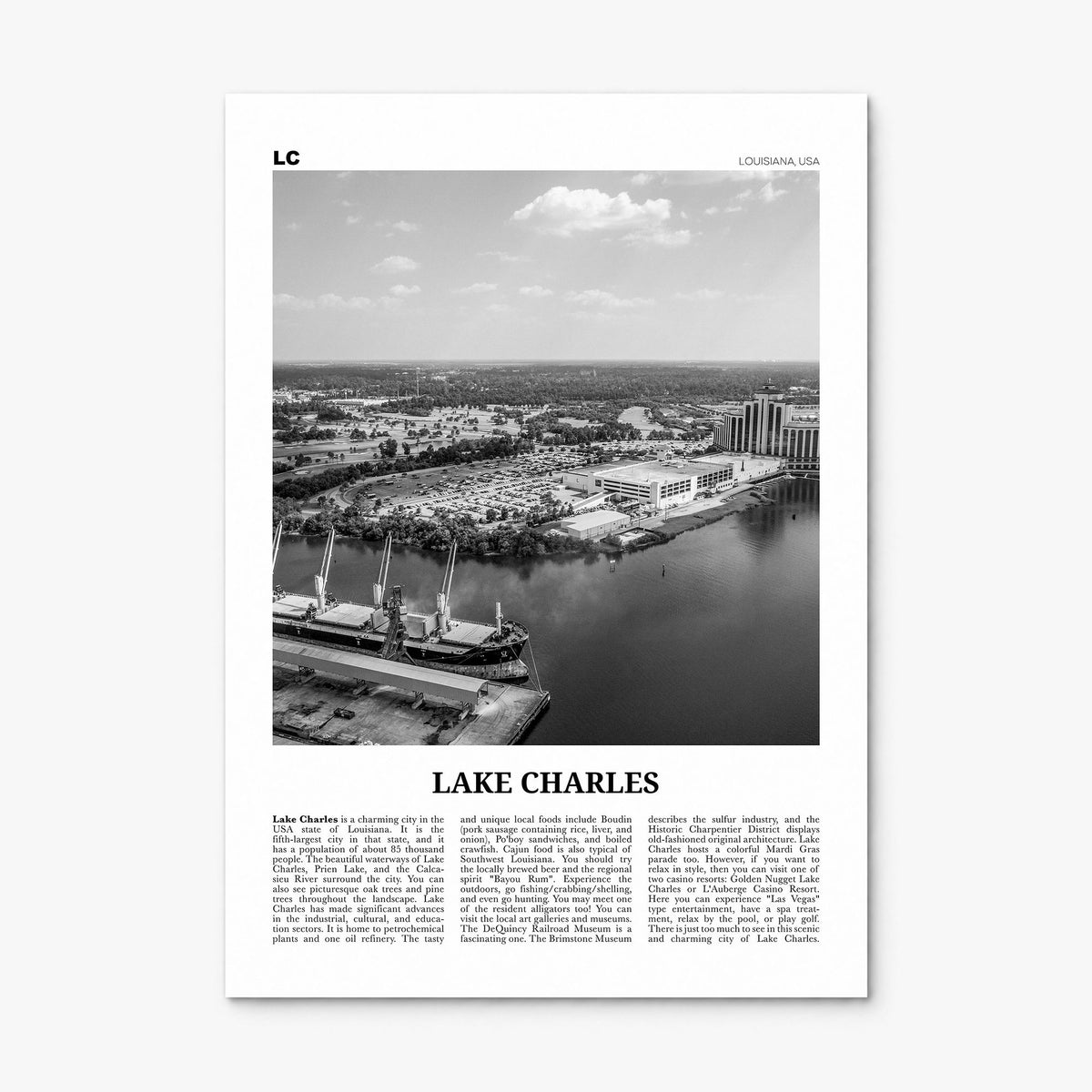 Lake Charles Newspaper Poster, print only (unframed)