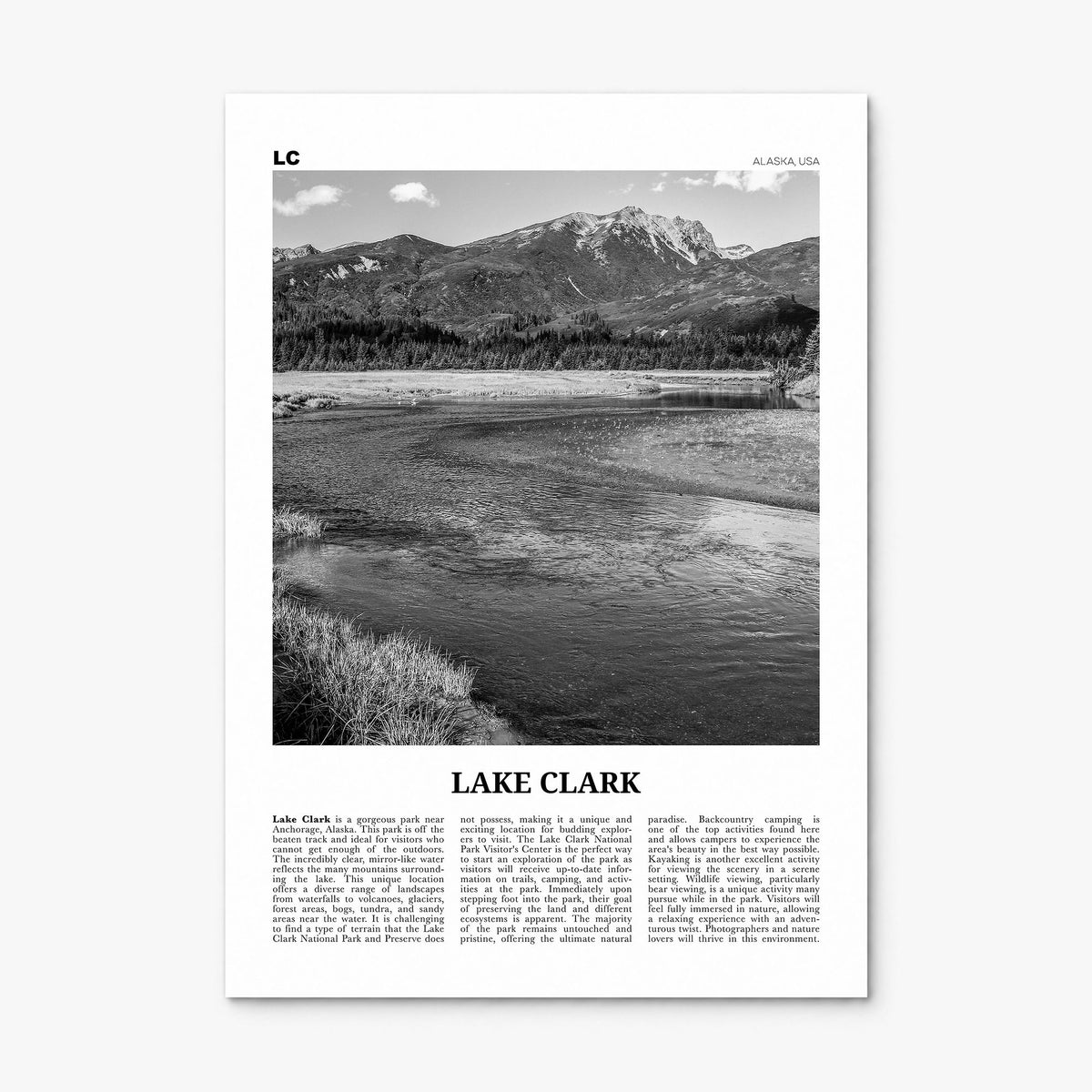 Lake Clark National Park Newspaper Poster, print only (unframed)