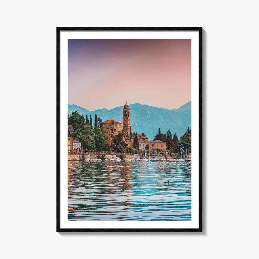 Lake Como no. 2 colorful photo poster of Italy – vertical wall art, unframed print shown in interior mockup