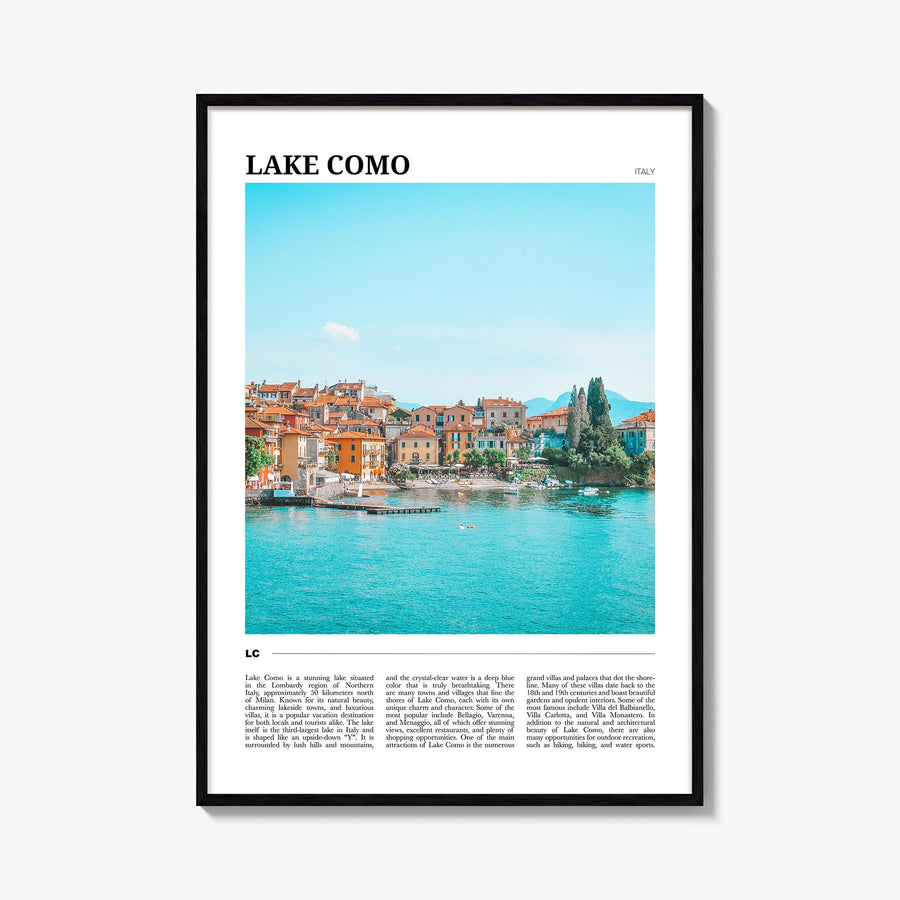 Lake Como no. 1 colorful travel poster of Italy – vertical wall art, unframed print shown in interior mockup
