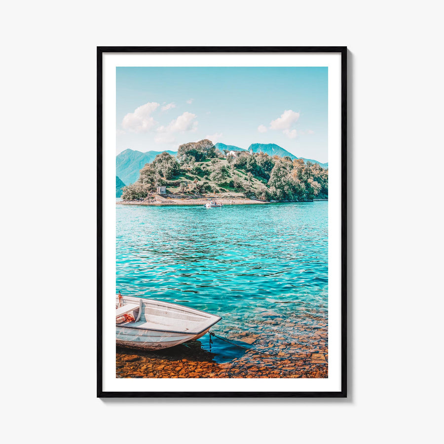Lake Como no. 4 colorful photo poster of Italy – vertical wall art, unframed print shown in interior mockup