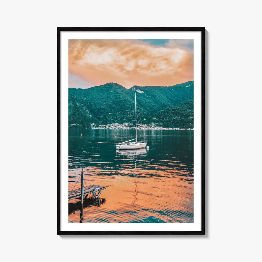 Lake Como no. 5 colorful photo poster of Italy – vertical wall art, unframed print shown in interior mockup