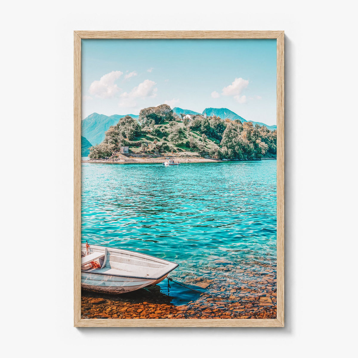 Lake Como Photo No 3 Poster in a natural wood frame, full image (no border)