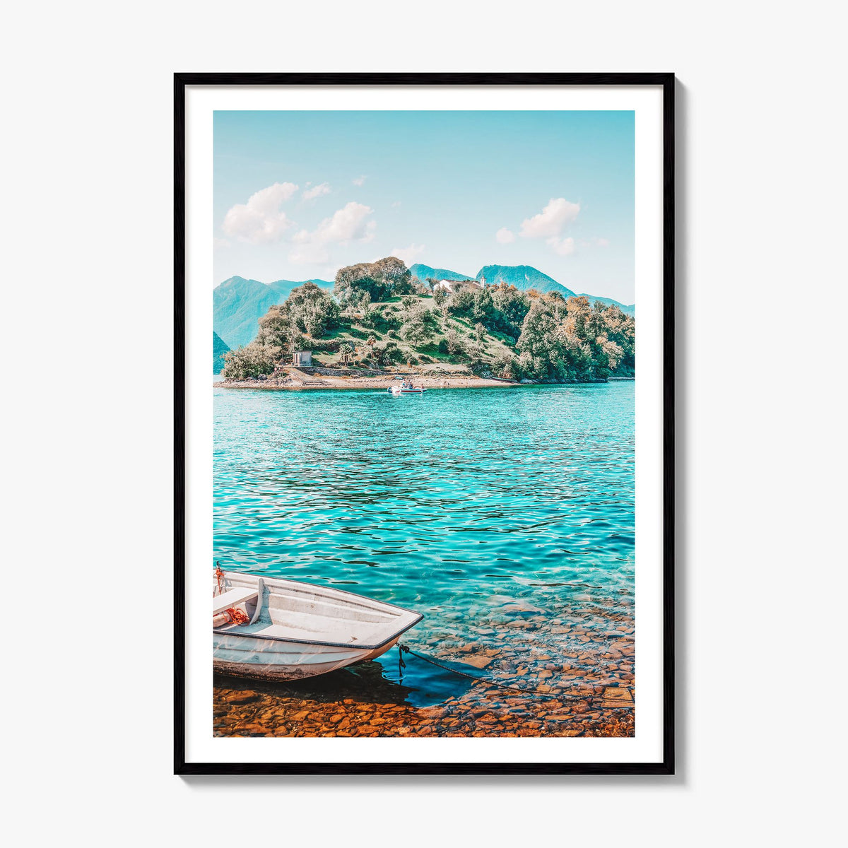 Lake Como Photo No 3 Poster, framed poster mockup, white border