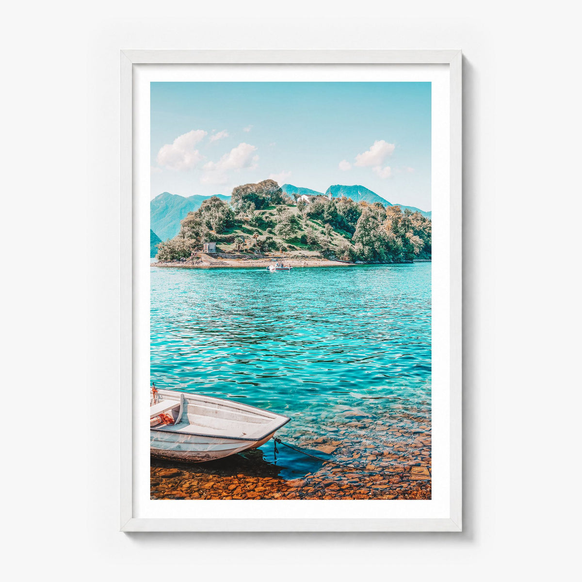 Lake Como Photo No 3 Poster in a white wood frame, white border