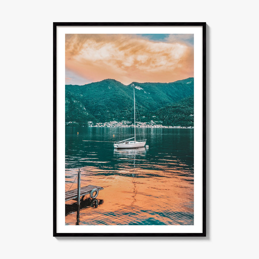 Lake Como Photo No 4 Poster, framed poster mockup, white border