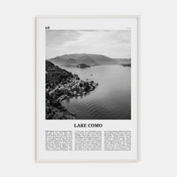 Lake Como Poster White Wood / 8x12 in Nbourhood Travel B&W Poster